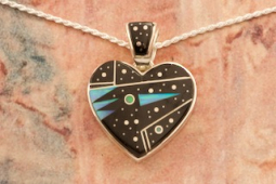 Calvin Begay Sterling Silver Night Sky Heart Pendant